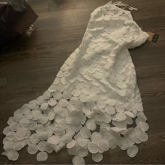 NWT Mainstrip Halter Circle Fringe Crochet White Midi Dress. Size Large - Picture 4 of 12